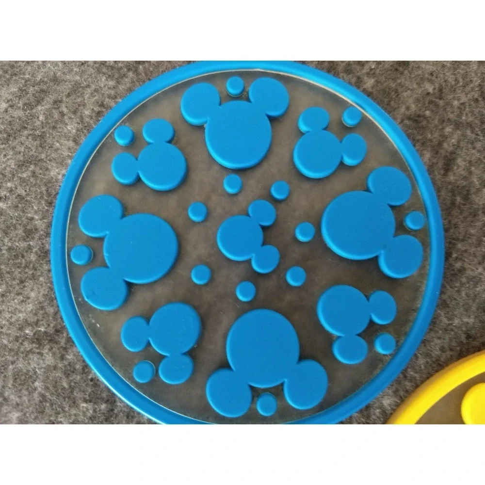 DISNEY Mickey Mouse Silicone Coasters Set/5 Mickey Ears Dots 3 Colors Stackable